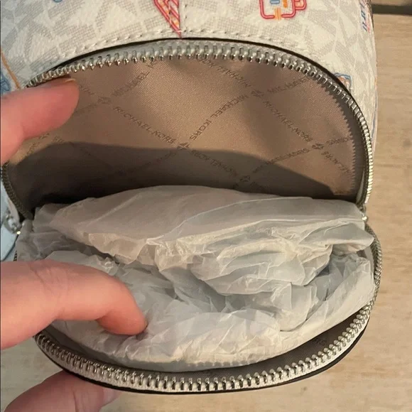 Michael Kors White Crossbody/backpack with Retro Print